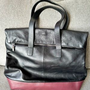 ZARA black leather shopper shoulder bag
